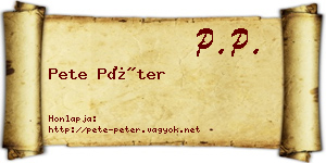 Pete Péter névjegykártya